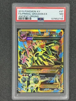 2015 Pokemon XY FA/ Primal Groudon EX Ancient Origins #97 NM PSA 7 - Image 1