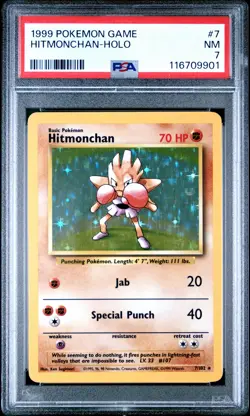 1999 Pokemon Game #7 Hitmonchan-Holo PSA 7 - Image 1