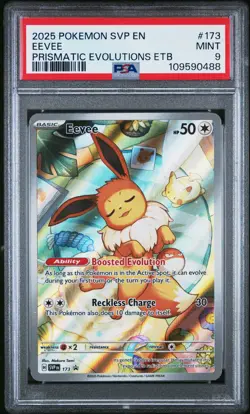 2025 POKEMON SVP EN-SV BLACK STAR PROMO #173 EEVEE PSA 9 - Image 1