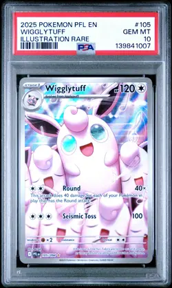 2025 POKEMON PFL EN-PHANTASMAL FLAMES ILLUSTRATION RARE #105 WIGGLYTUFF PSA 10 - Image 1