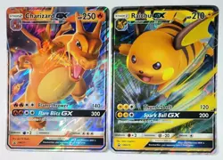 JUMBO Charizard GX SM211 & Raichu GX SM213 Pokemon Oversized Promo - Image 1