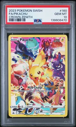 2023 POKEMON SWORD & SHIELD CROWN ZENITH #160 FULL ART/PIKACHU PSA 10 - Image 1