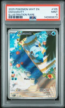 2025 POKEMON WHT EN-WHITE FLARE ILLUSTRATION RARE #105 OSHAWOTT PSA 9 - Image 1