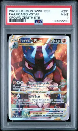 2023 POKEMON SWSH BLACK STAR PROMO #291 FULL ART/LUCARIO VSTAR PSA 9 - Image 1