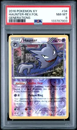 2016 POKEMON XY GENERATIONS #34 HAUNTER-REVERSE FOIL PSA 8 - Image 1