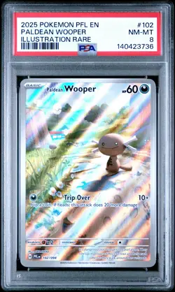 2025 POKEMON PFL EN-PHANTASMAL FLAMES ILLUSTRATION RARE PALDEAN WOOPER PSA 8 - Image 1