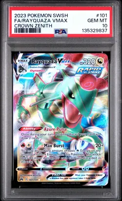 2023 POKEMON SWORD & SHIELD CROWN ZENITH #101 FULL ART/RAYQUAZA VMAX PSA 10 - Image 1