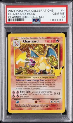 2021 POKEMON CELEBRATIONS CLASSIC COLLECTION #4 CHARIZARD-HOLO PSA 10 - Image 1