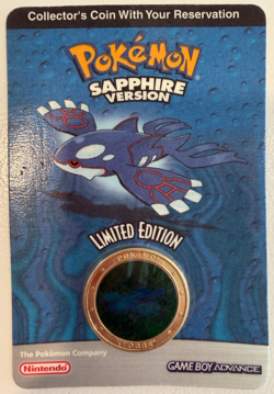 Pokemon GBA Sapphire Kyogre Limited Edition Holographic Coin Sealed Pre-order - Image 1