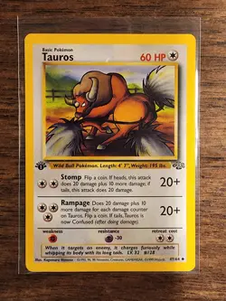 1999 Pokemon Jungle - Tauros - 1st Edition - #47 - Image 1