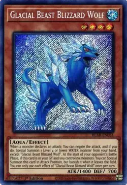 Yugioh! LP Glacial Beast Blizzard Wolf - BLAR-EN031 - Secret Rare - 1st Edition - Image 1