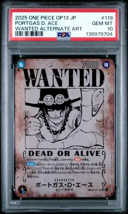 2025 ONE PIECE JPN CARRYING ON HIS WILL WANTED ALT ART PORTGAS D. ACE PSA 10 - Image 1