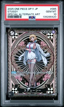 2025 ONE PIECE JPN A FIST OF DIVINE SPEED SPECIAL ALT ART #085 STUSSY PSA 10 - Image 1