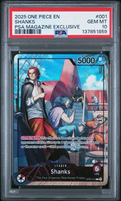2025 ONE PIECE PROMOS PSA MAGAZINE EXCLUSIVE #001 SHANKS PSA 10 - Image 1