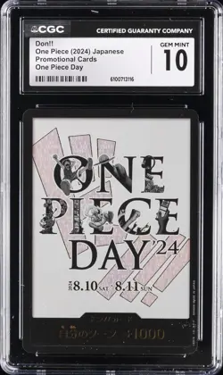 2024 ONE PIECE JAPANESE PROMO CARDS ONE PIECE DAY DON!! CGC 10 GEM MINT - Image 1
