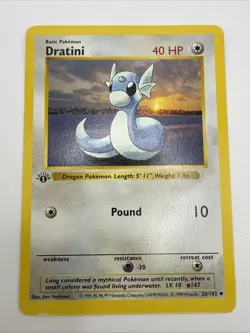 Dratini 26/102 Base Set 1st Edition Rare Vintage Pokemon Card - Image 3