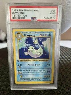 PSA 9 MINT 1ST EDITION BASE SET SHADOWLESS DEWGONG 25 POKEMON CARD WOTC - Image 1