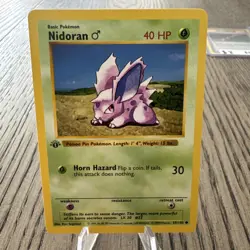 Pokemon Card - Nidoran M 1st Edition Base Set (Shadowless) 55/102 Common LP - Image 1