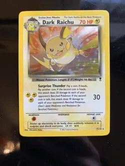 Pokemon Dark Raichu Holo Card 7/110 2002 Legendary Collection WOTC Vintage - Image 1