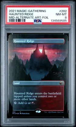 2021 MTG INNISTRAD: MIDNIGHT HUNT ALTERNATE ART-FOIL #282 HAUNTED RIDGE PSA 8 - Image 1