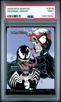 2025 MTG MARVEL'S SPIDER-MAN: SOURCE MATERIAL #0018 INFERNAL GRASP PSA 9 - Image 1