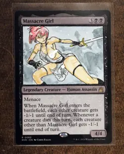 Massacre Girl Altered Art Hand Painted MTG Magic the Gathering Anime Girl - Image 1