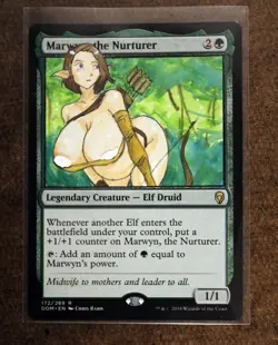 Marwyn, the Nurturer Altered Art Hand Painted MTG Magic the Gathering Anime Girl - Image 1