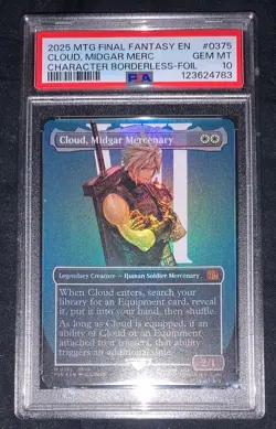 Cloud, Midgar Mercenary Borderless Foil PSA 10 Graded Final Fantasy MTG - Image 1