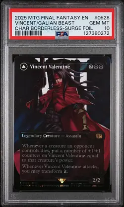 PSA 10 Magic MTG Final Fantasy Vincent Valentine Borderless Surge Foil 0528 - Image 1