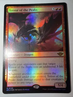 MTG Outlaw Of Thunder Junction Terror of the Peaks mythic foil card / NM - Image 1