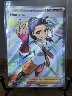 Pokemon TCG Nemona Trainer Paldean Fates Full Art Holo Ultra Rare Card 229/091 - Image 1