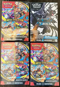 Pokemon TCG Scarlet & Violet Black Bolt & Mega Evolution Booster Bundle Lot of 4 - Image 1