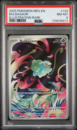 2025 POKEMON MEG EN-MEGA EVOLUTION ILLUSTRATION RARE #133 BULBASAUR PSA 8 - Image 1