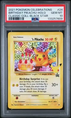 2021 POKEMON CELEBRATIONS CLASSIC COLLECTION #24 BIRTHDAY PIKACHU-HOLO PSA 10 - Image 1