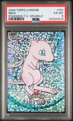 2000 TOPPS CHROME POKEMON T.V. SPARKLE #151 MEW PSA 6 - Image 1