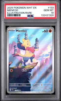 2025 POKEMON WHT EN-WHITE FLARE ILLUSTRATION RARE #133 MIENFOO PSA 10 - Image 1