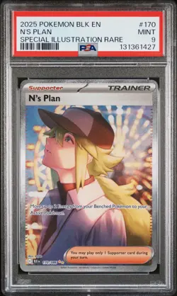 2025 POKEMON BLK EN-BLACK BOLT SPECIAL ILLUSTRATION RARE #170 N'S PLAN PSA 9 - Image 1