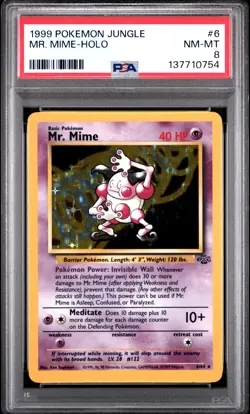 1999 POKEMON JUNGLE #6 MR. MIME-HOLO PSA 8 - Image 1