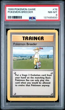 1999 POKEMON BASE SET UNLIMITED #76 POKEMON BREEDER PSA 8 - Image 1