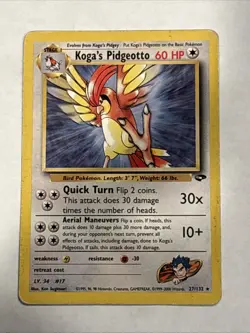 Koga's Pidgeotto 27/132 Gym Challenge Unlimited Rare Regular Pokemon TCG Card - Image 1