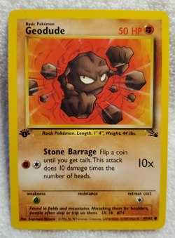 Geodude [C] 47/62 1st-Edition Fossil English Pokemon 1999 Vtg TCG NM - Image 1