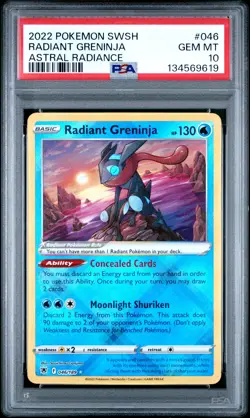 2022 POKEMON SWORD & SHIELD ASTRAL RADIANCE #046 RADIANT GRENINJA PSA 10 - Image 1