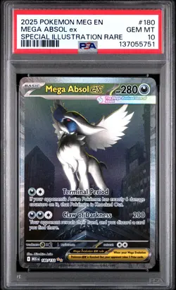 2025 POKEMON MEGA EVOLUTION SPECIAL ILLUSTRATION RARE #180 MEGA ABSOL EX PSA 10 - Image 1
