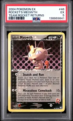 2004 POKEMON EX TEAM ROCKET RETURNS #46 ROCKET'S MEOWTH PSA 5 - Image 1