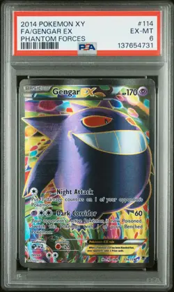 2014 POKEMON XY PHANTOM FORCES #114 FULL ART/GENGAR EX PSA 6 - Image 1