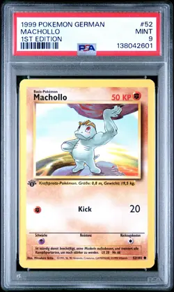 1999 POKEMON GERMAN 1ST EDITION #52 MACHOLLO PSA 9 - Image 1