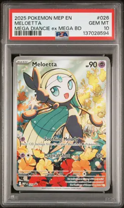 2025 POKEMON MEP EN-ME BLACK STAR PROMO #026 MELOETTA PSA 10 - Image 1