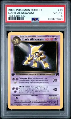 2000 POKEMON ROCKET 1ST EDITION #18 DARK ALAKAZAM PSA 4 - Image 1