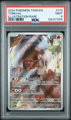 2024 POKEMON TWM EN-TWILIGHT MASQUERADE ILLUSTRATION RARE #172 TORKOAL PSA 9 - Image 1