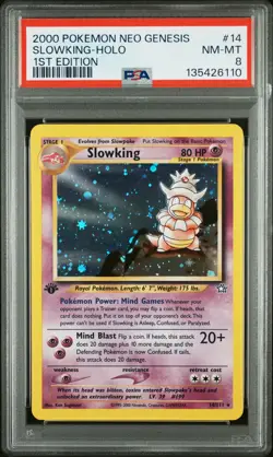 2000 POKEMON NEO GENESIS 1ST EDITION #14 SLOWKING-HOLO PSA 8 - Image 1